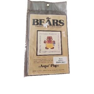 Vintage 1983 The Bears Counted Thread Cross Stitch Graph Only Fishing Bear Astor